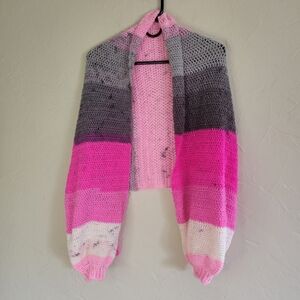 Crochet long sleeve sweater shrug Bolero, multicolor, one size fits most